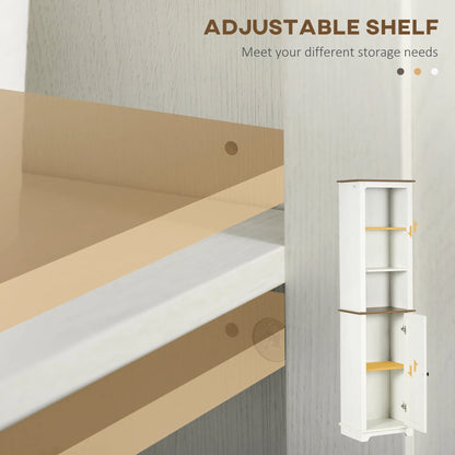 kleankin Slim Bathroom Storage Cabinet Freestanding Linen Tower