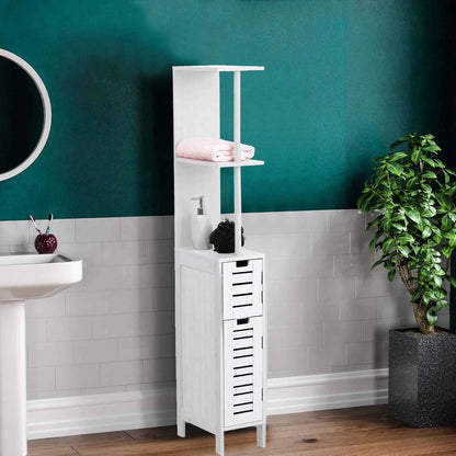 Wall-Mounted Bathroom Cabinet with Double Vented Doors, Compact Storage Organizer for Toiletries, White Finish - Miami Collection