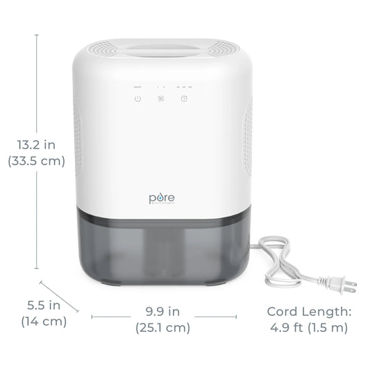 Pure Enrichment? PureDry? Elite Dehumidifier �C Extra-Large 2L Water Tank with Auto Shut-Off, Removes 20 oz. (600 mL) per day of Moisture from Closets, Bathrooms, RVs, Basements, Bedrooms, and Offices