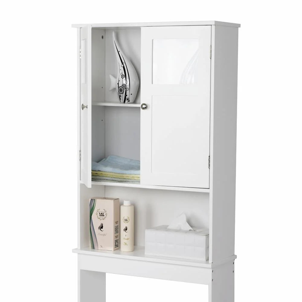 Zimtown 67'' over the Toilet Bathroom Storage Cabinet with 2 Doors and Adjustable Shelf, White