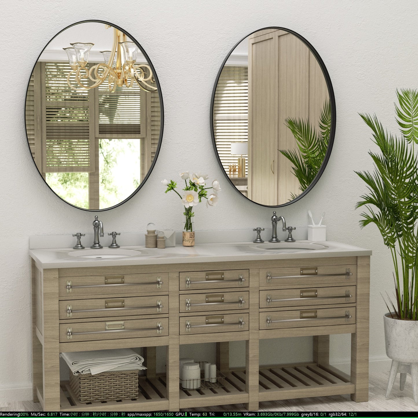 Clavies Black Oval Mirror, 22x30 Inches Bathroom Vanity Mirror, Wall Mirror with Metal Frame
