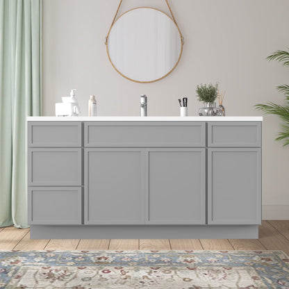 Vanity Art 63" Freestanding Bathroom Vanity Cabinet without Top in Smoky Gray