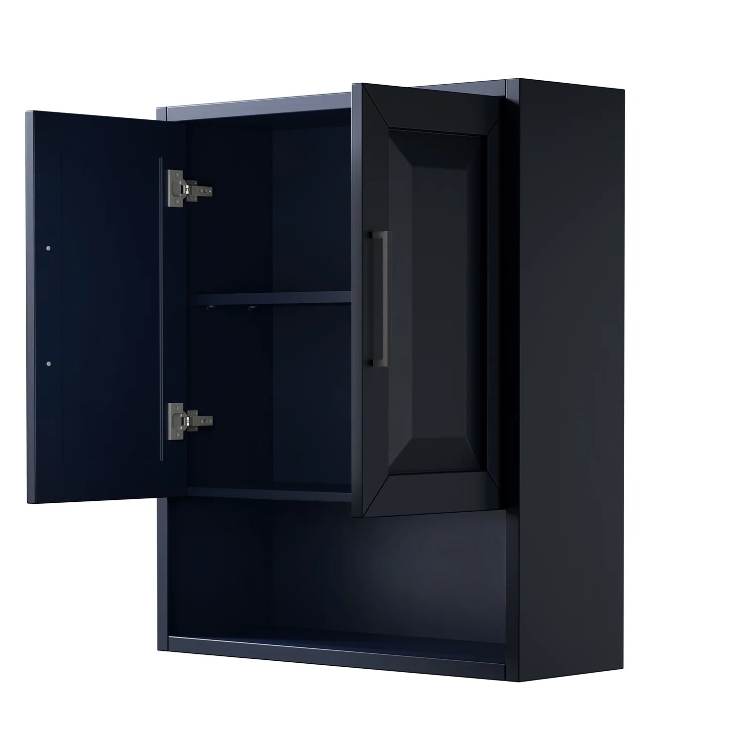Wyndham Collection Daria Over-the-Toilet Bathroom Wall-Mounted Storage Cabinet in Dark Espresso with Matte Black Trim