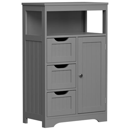 CZMDZH Wooden Bathroom Storage Cabinet with 3 Drawers and 1 Door, Free-Standing Toewels Cupboard for Entryway Living Room Home Furniture