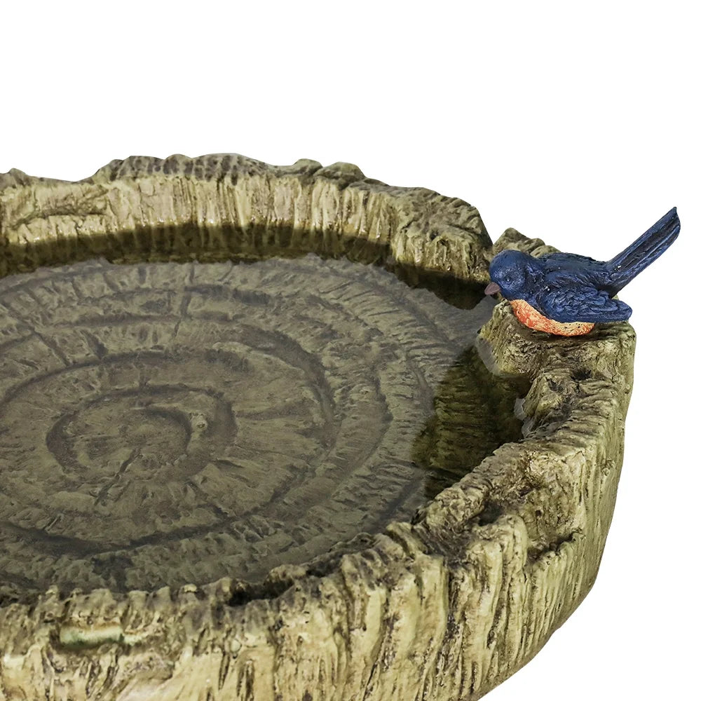 Trunk Shape Birdbaths for Outdoors, 18in Wide Garden Bird Bath Statues, Outdoor Decor for Garden, Patio, Yard, Deck