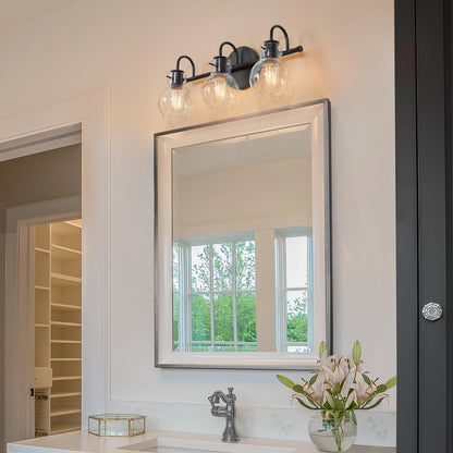 Carson Carrington Modern Gold 3-Light Bathroom Vanity Light Glass Wall Sconce 3-Light, Black 3-Light/ L22"xW7"xH9" Black 13 to 24 Inches 4 to 8 Inches