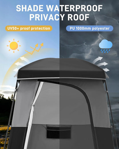KingCamp Shower Tent, Portable Camping Bathroom Tent with 5 Gallon Solar Heated Bag, Outdoor Privacy Changing Room Tent, Privacy Shelter for Toilet, Dressing Outdoor Camping, Hiking