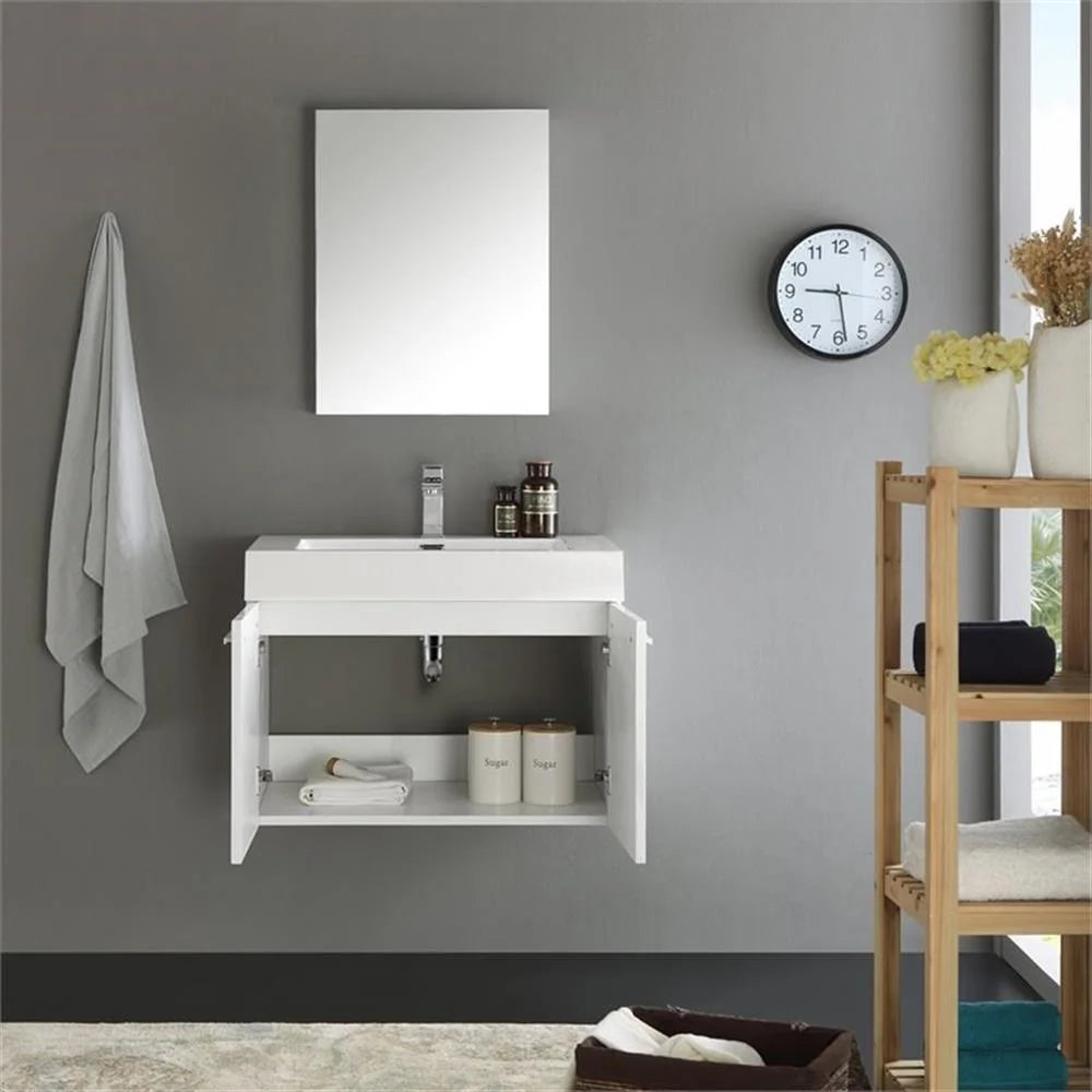 Vista 30"Black Wall Hung Bathroom Vanity & Medicine Cabinet
