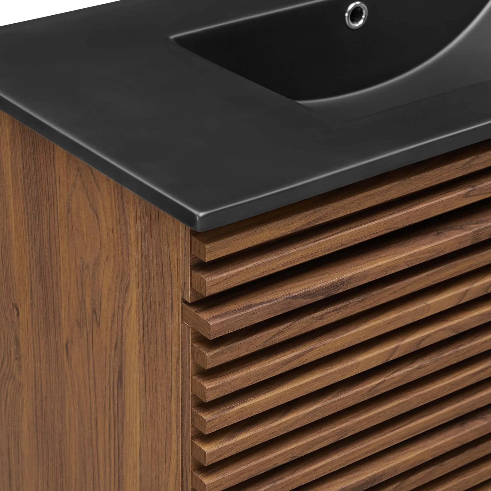 Modway Render 36" Wall-Mount Bathroom Vanity in Walnut Black