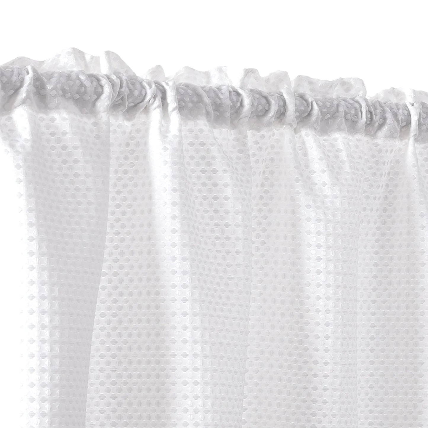 Curtainking White Valance Kitchen Window Curtain Waffle Weave Textured Small Window Curtain for Bathroom Rod Pocket, 60" W x 18" L, 1 Panel