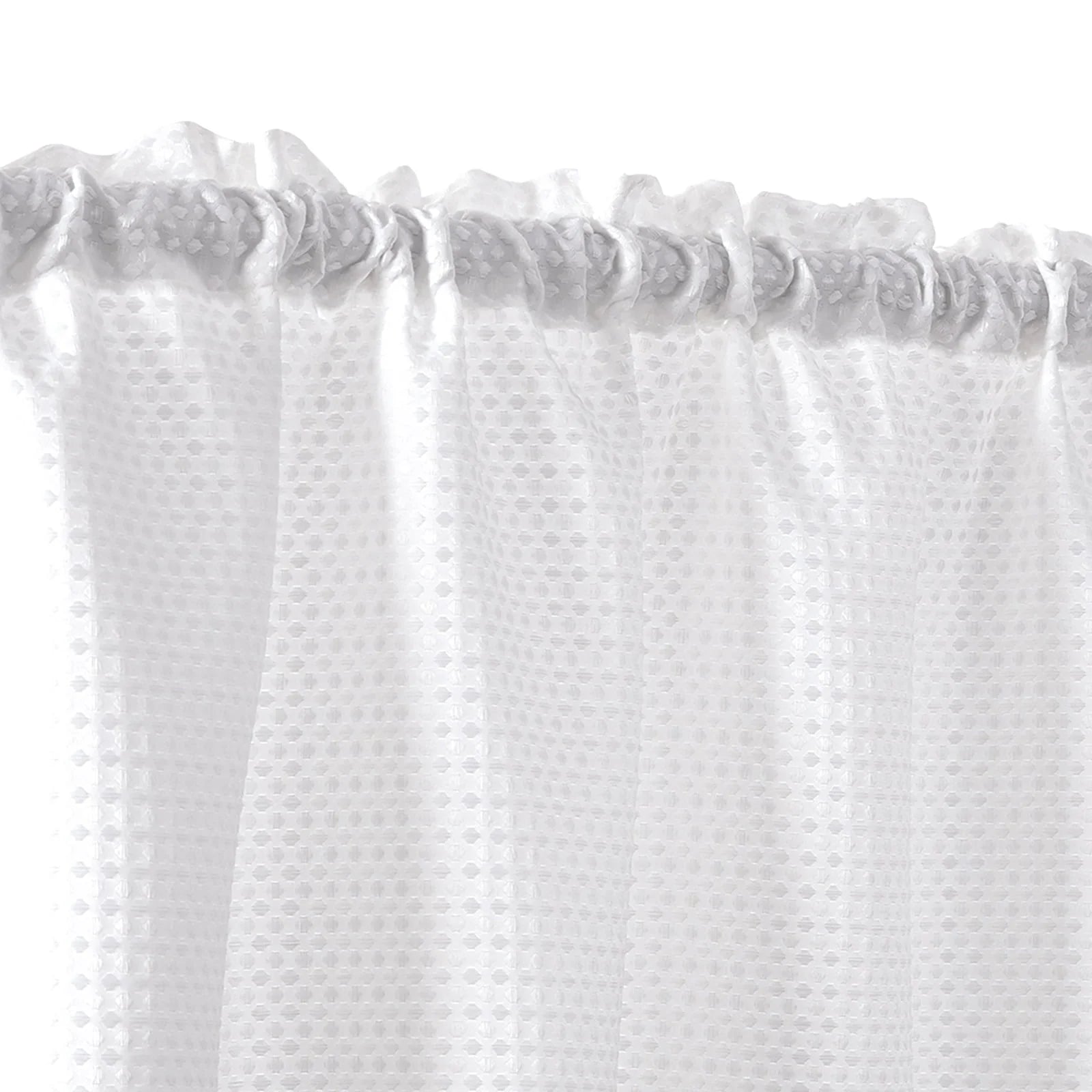 Curtainking White Valance Kitchen Window Curtain Waffle Weave Textured Small Window Curtain for Bathroom Rod Pocket, 60" W x 18" L, 1 Panel