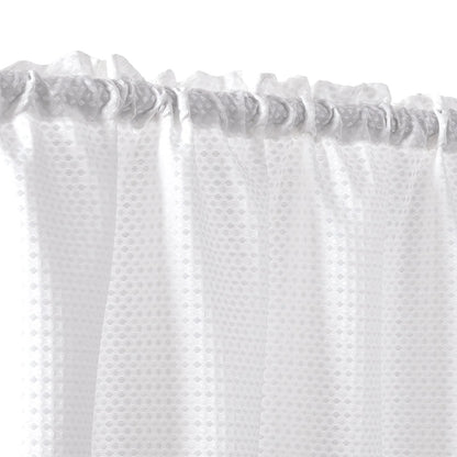 Curtainking White Valance Kitchen Window Curtain Waffle Weave Textured Small Window Curtain for Bathroom Rod Pocket, 60" W x 18" L, 1 Panel