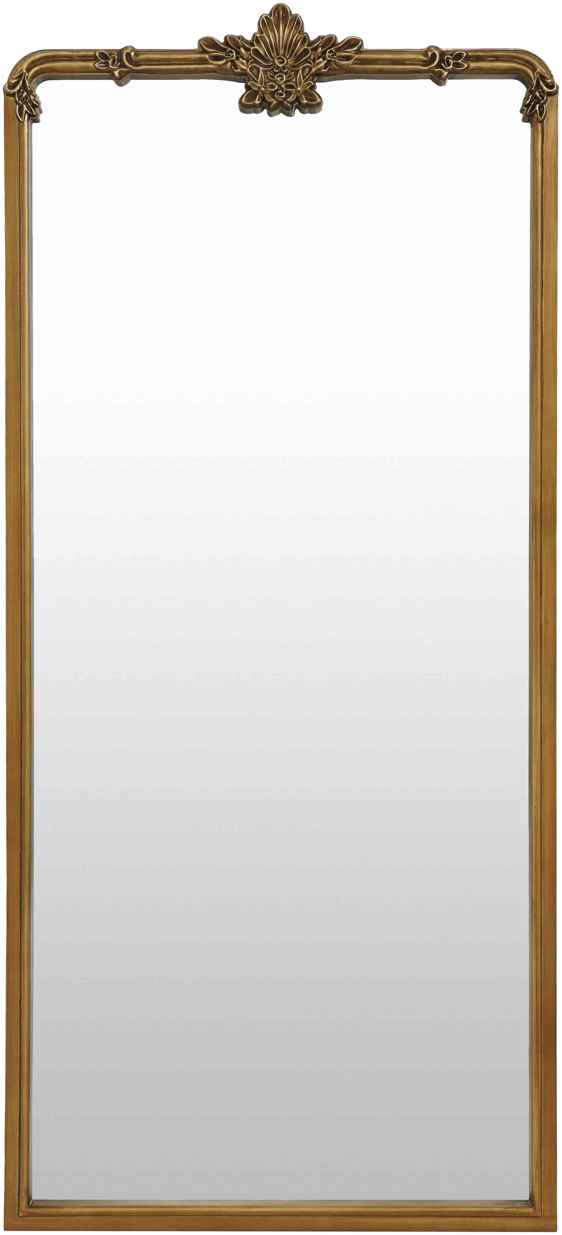 Mark&Day Full Length Mirror, Shreena Traditional Gold Arched Crowned Top Standing Leaning Vanity Wall Mirrors for Bedroom Living Room or Bathroom, Antiqued Wood Frame Large Floor Mirror (66"H x 30"W)
