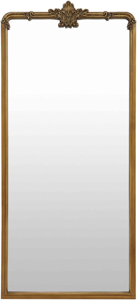 Mark&Day Full Length Mirror, Shreena Traditional Gold Arched Crowned Top Standing Leaning Vanity Wall Mirrors for Bedroom Living Room or Bathroom, Antiqued Wood Frame Large Floor Mirror (66"H x 30"W)