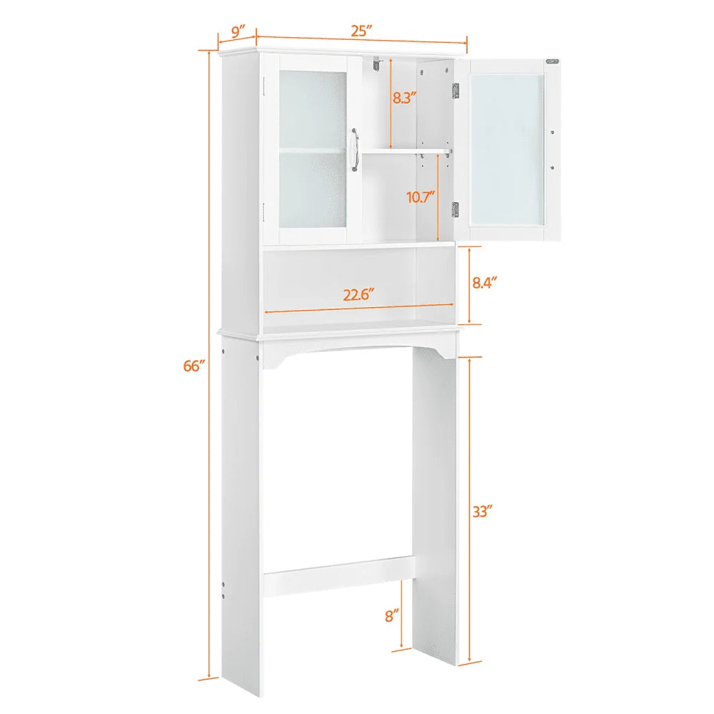 SmileMart Wooden Over the Toilet Storage Cabinet 3-Shelf for Bathroom, White