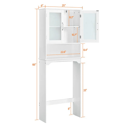 SmileMart Wooden Over the Toilet Storage Cabinet 3-Shelf for Bathroom, White