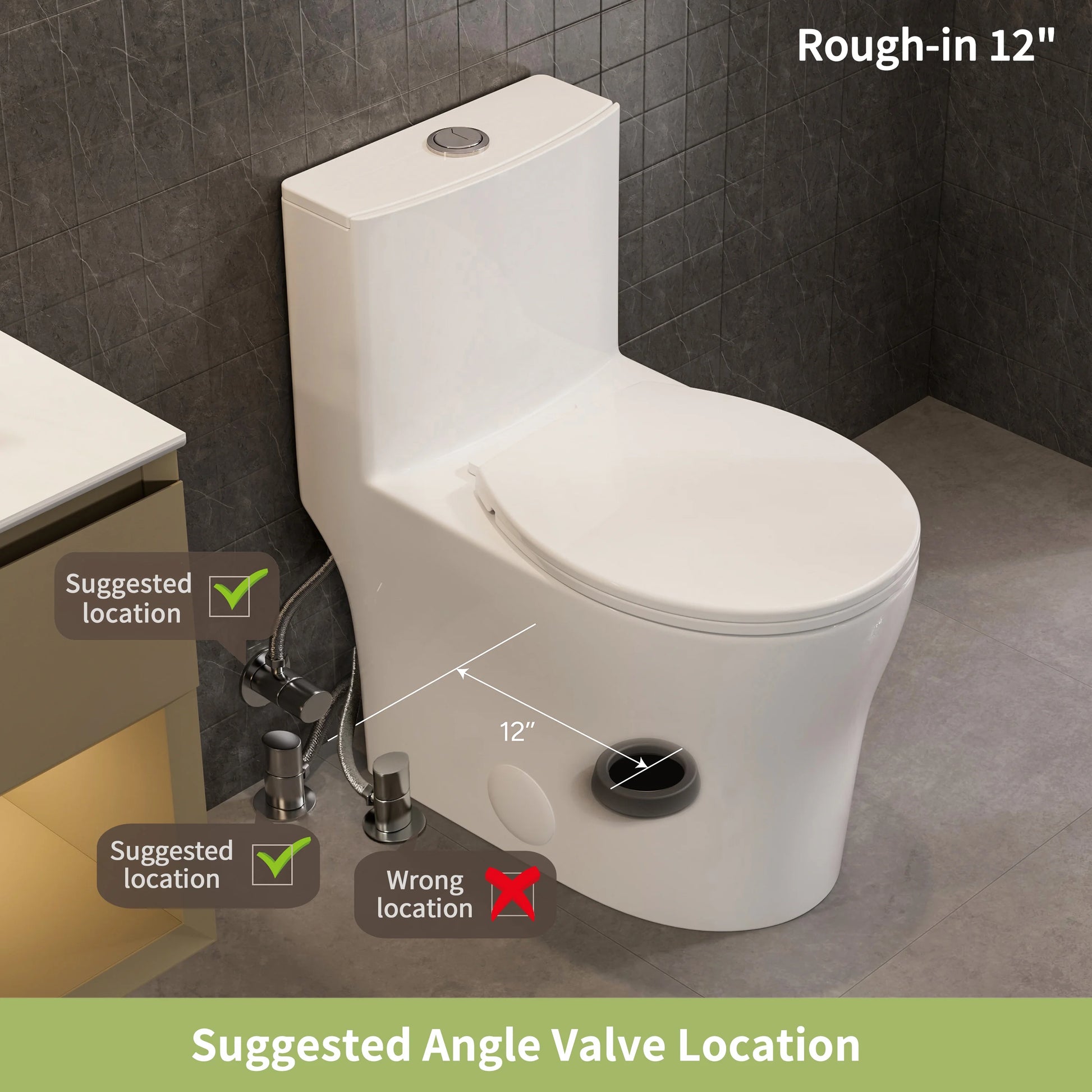Casta Diva Round Toilet White 1-Piece Toilet for Small Bathrooms, Power Dual Flush and MAP 1000g (Seat Included), 12'' Rough-in