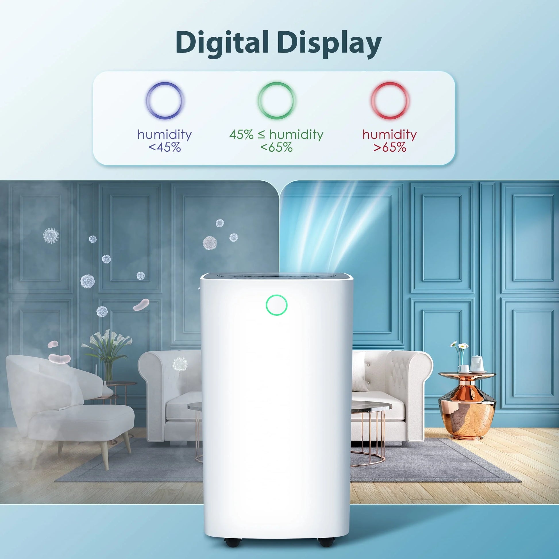 Auseo 30 Pint Dehumidifiers, 1000 Sq. Ft Dehumidifier with Drain Hose, 0.53 Gallon Water Tank, 3 Operation Modes, 24H Timer, Portable Dehumidifier for Basement/Bathroom/Laundry Room