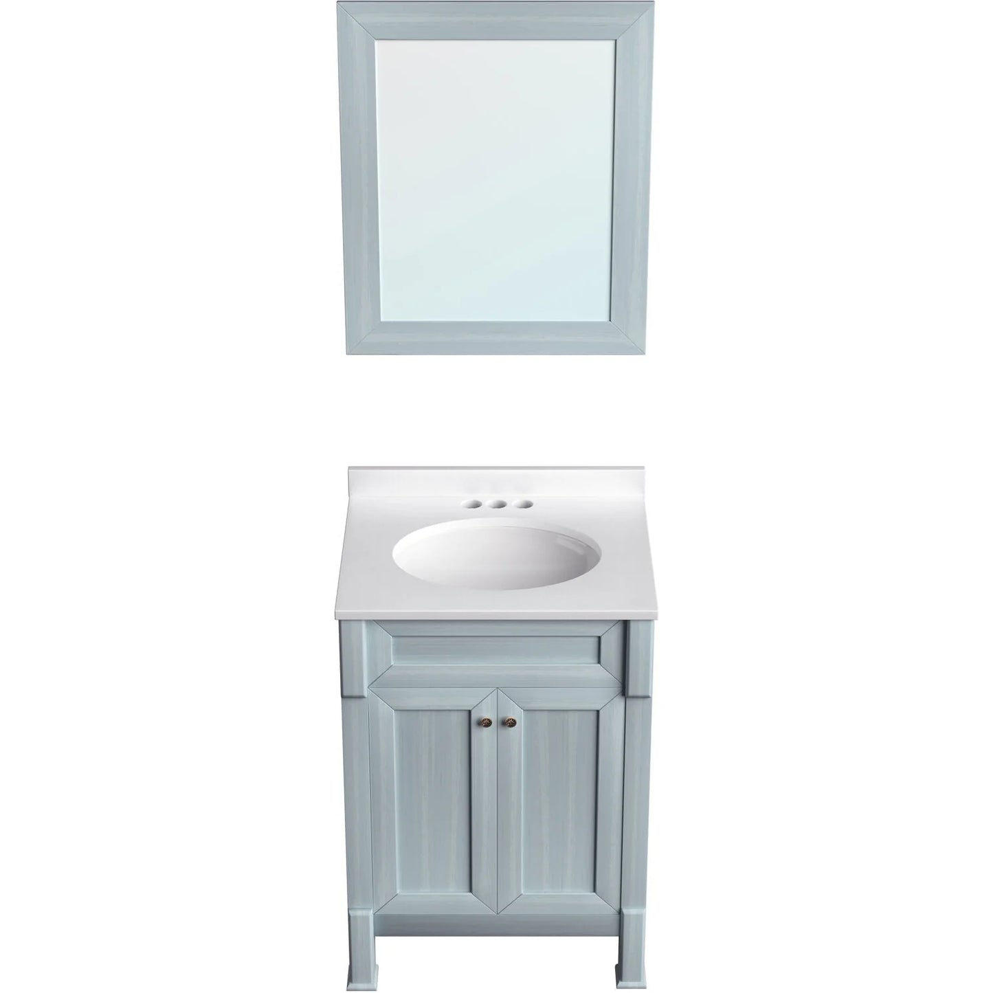 Hanover Callimont 24'' Vanity Cabinet with Sink Combo for Bathroom, Powder Room | Pre-Assembled Cabinet | Accent Mirror | Artificial Stone Countertop | Blue Cabinet | HANVN0106-24-0BL