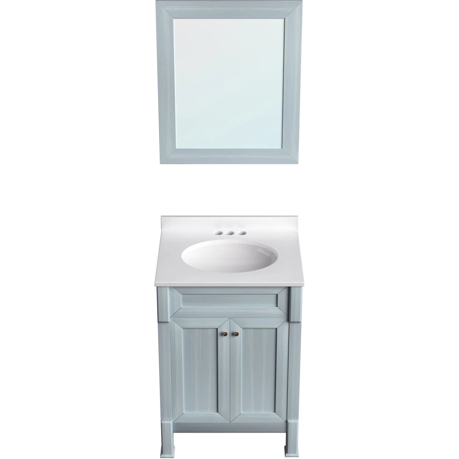 Hanover Callimont 24'' Vanity Cabinet with Sink Combo for Bathroom, Powder Room | Pre-Assembled Cabinet | Accent Mirror | Artificial Stone Countertop | Blue Cabinet | HANVN0106-24-0BL