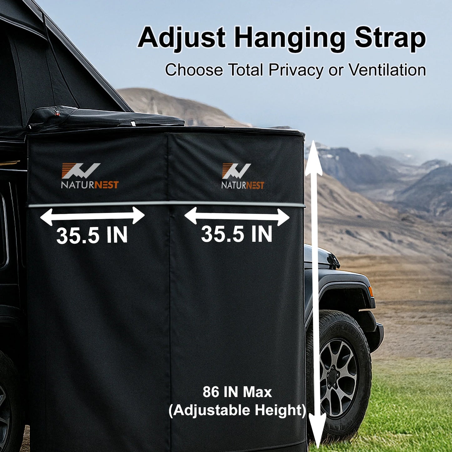 Naturnest Portable Car Camping Shower Tent Featuring a Roof and Floor Mat, Car Tents for Camping SUV, Overlanding Car Bathroom Tent Providing Privacy for Camping, Portable Shower Tent for Camping