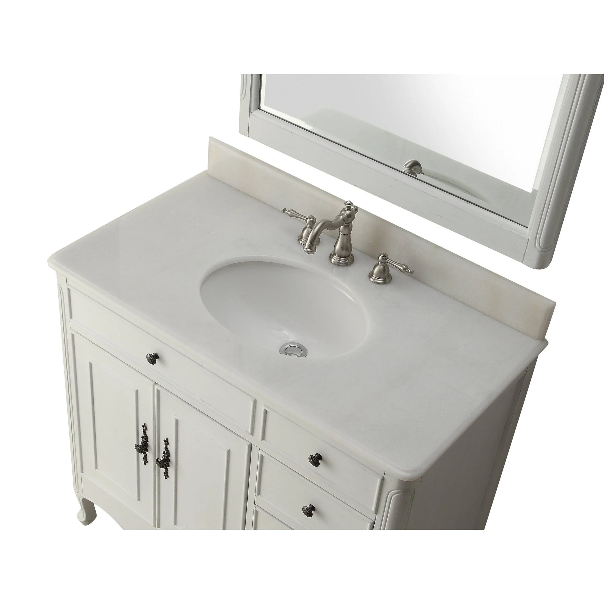 Chans Furniture 38" Daleville Bathroom Sink Vanity with MIR/BS - Antiqued White