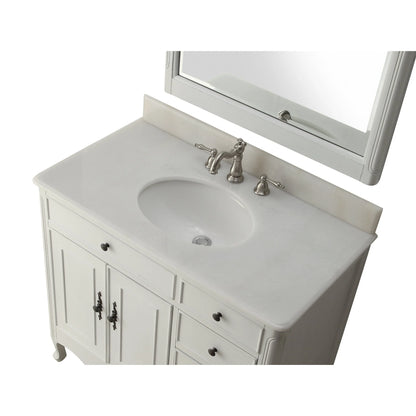 Chans Furniture 38" Daleville Bathroom Sink Vanity with MIR/BS - Antiqued White