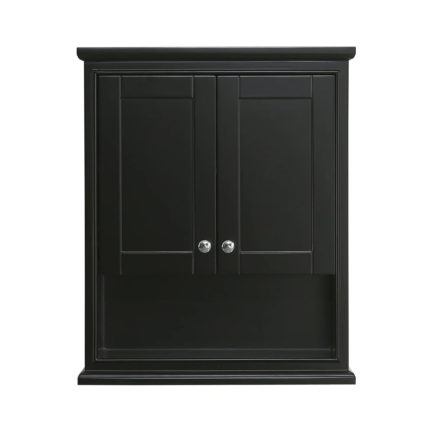 Wyndham Collection Deborah Over-the-Toilet Bathroom Wall-Mounted Storage Cabinet in Dark Gray with Matte Black Trim