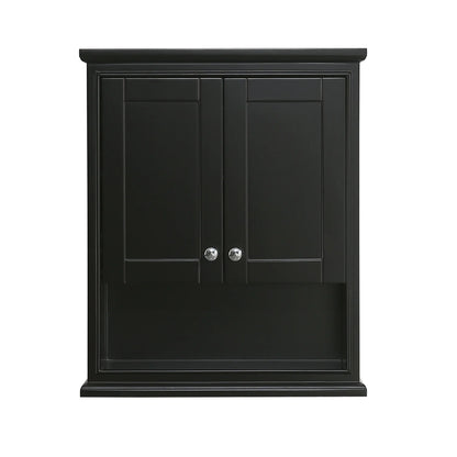 Wyndham Collection Deborah Over-the-Toilet Bathroom Wall-Mounted Storage Cabinet in Dark Gray with Matte Black Trim