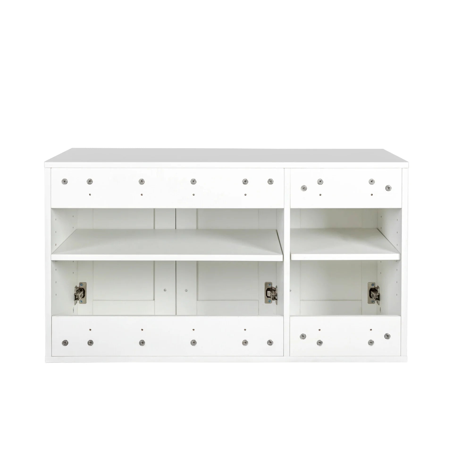 Wall Mounted Storage Cabinet, Kitchen Bathroom Wall Cabinet with Adjustable Shelves, Upper Stackable Storage Cabinet with 3 Doors, 15.75 "D x 35.43" W x 19.69 "H, White