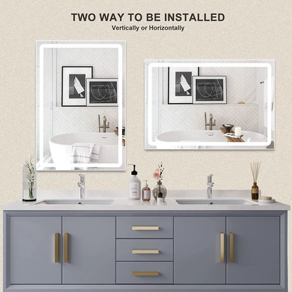 DURASPACE Bathroom Mirrors Wall Mirror Anti fog Mirror 48"x 32" with Waterproof Memory Function Touch Button, Rectangle (Vertical/Horizontal)