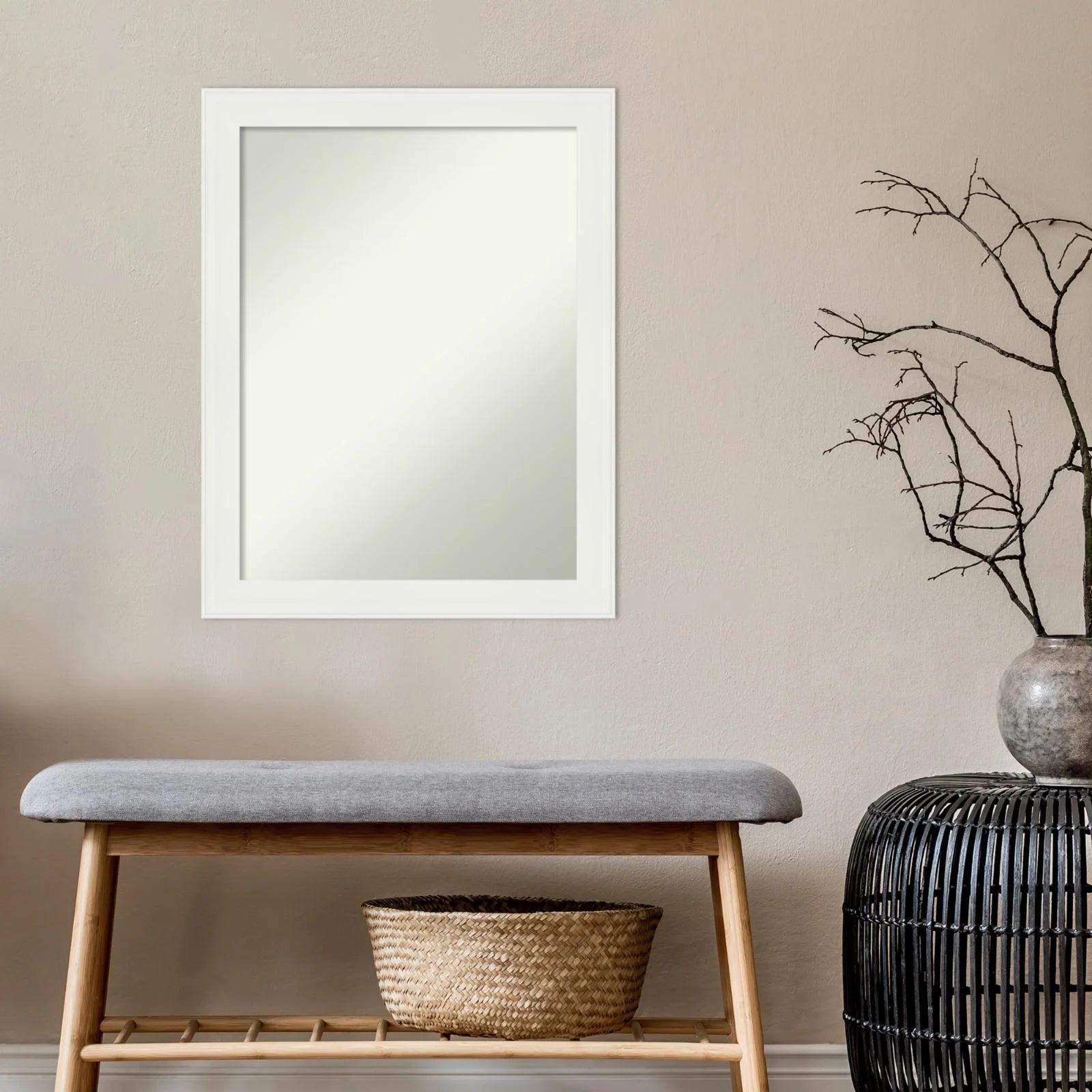 Amanti Art Vanity White Framed Non-Beveled Bathroom Vanity Wall Mirror - 21.5 x 27.5 in
