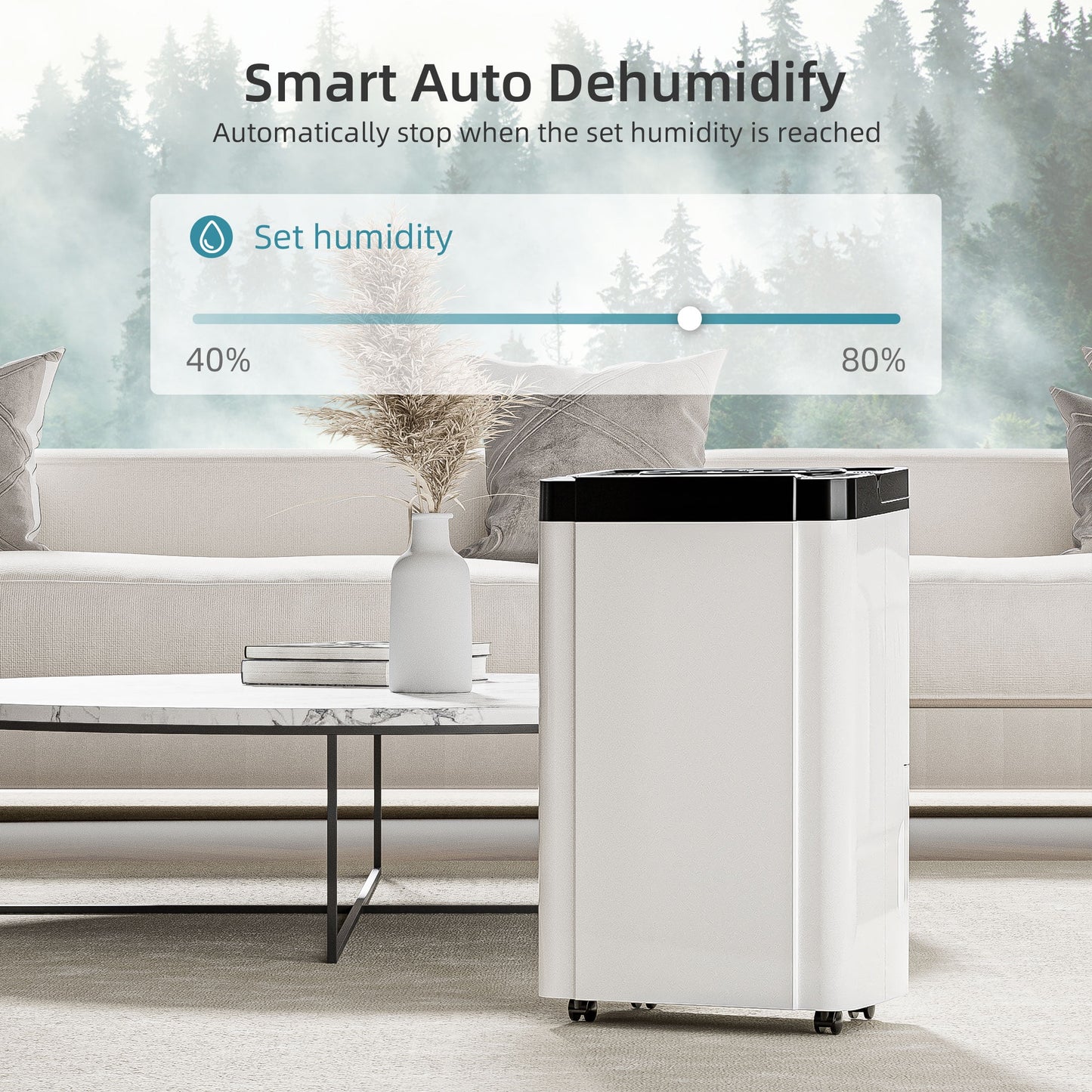 Rocyis 19 Pint (DOE) for 4500 sq. ft. Dehumidifier for Home, Humidity with Auto Shut off, Auto Drain or Manual Drainage, 0.8 gal Water Tank Capacity for Basements, Bedroom, Bathroom