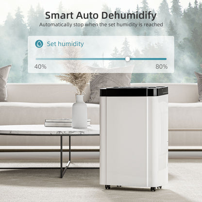 Rocyis 19 Pint (DOE) for 4500 sq. ft. Dehumidifier for Home, Humidity with Auto Shut off, Auto Drain or Manual Drainage, 0.8 gal Water Tank Capacity for Basements, Bedroom, Bathroom