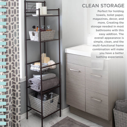 Bath Bliss 11.61"W x 12.99"D x 58.46"H 5-Shelf Storage Shelf, Bronze