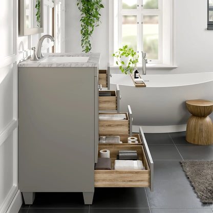 Eviva Bathroom Vanity Acclaim C. 30" Transitional Gray with White Carrara Marble Counter-Top
