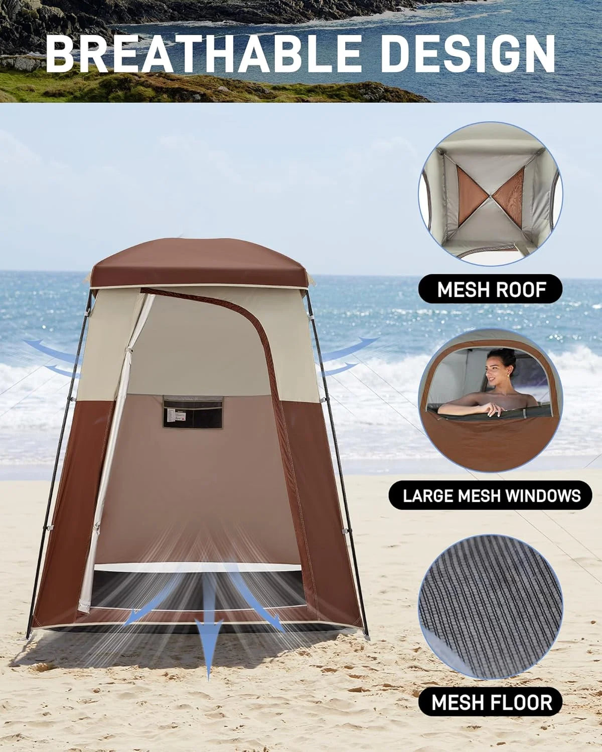 KingCamp Shower Tent, Portable Camping Bathroom Tent with 5 Gallon Solar Heated Bag, Outdoor Privacy Changing Room Tent, Privacy Shelter for Toilet, Dressing Outdoor Camping, Hiking