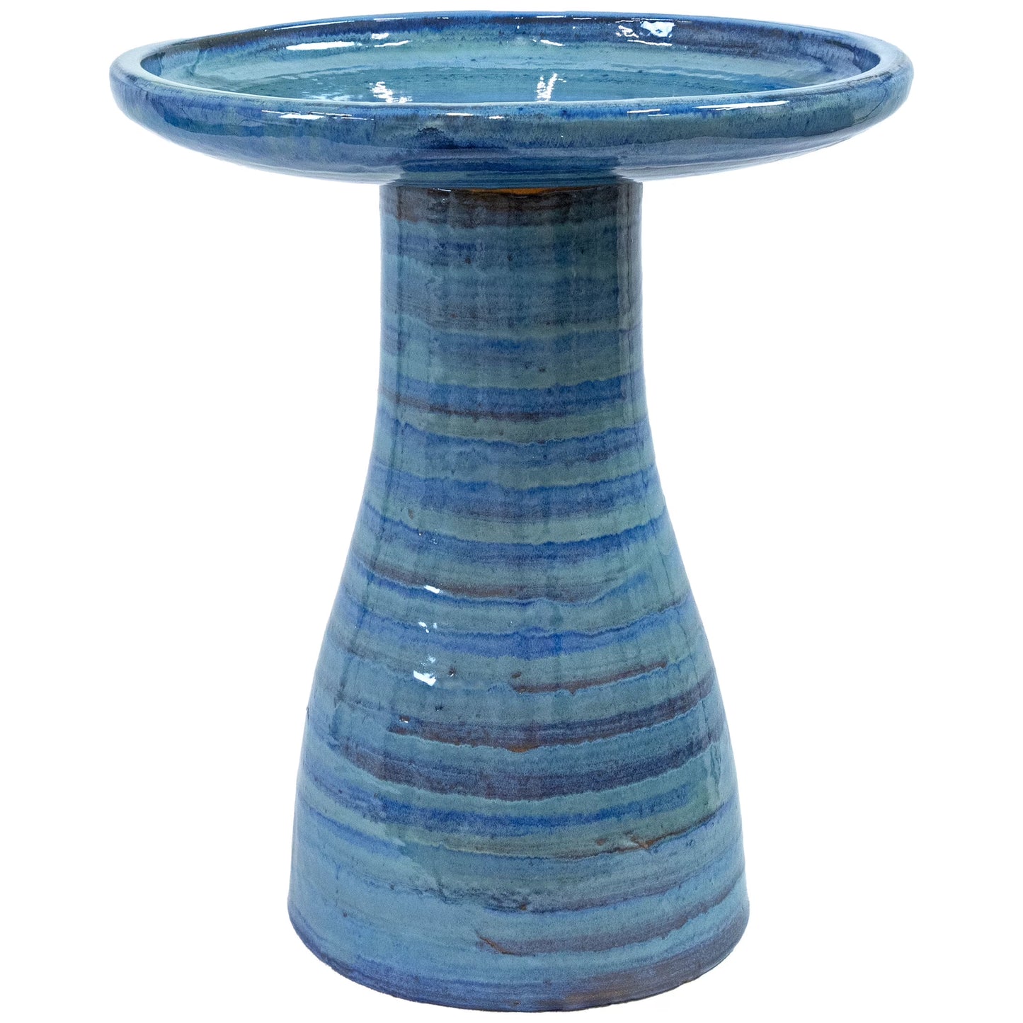 Sunnydaze Freestanding Ceramic Outdoor Bird Bath, Glazed, UV-Resistant Galaxy Blue Finish
