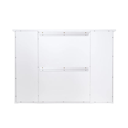 Forclover 42"x 30" Wall Mounted Mirrored Medicine Cabinet for Bathroom, 6 Tier Wood Mirror Cabinet Storage with 1 Soft-close Door, Bathroom Accessory, White