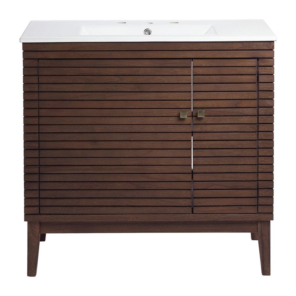 Modway Ledger 36" Bathroom Vanity in Walnut White