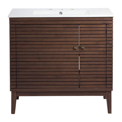 Modway Ledger 36" Bathroom Vanity in Walnut White