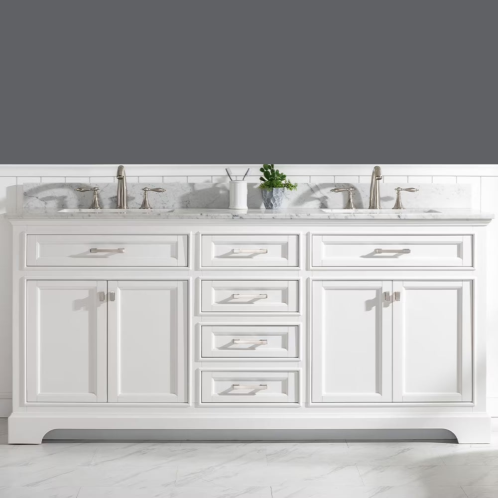 Design Element Milano 72" Double Sink Bathroom Vanity in White
