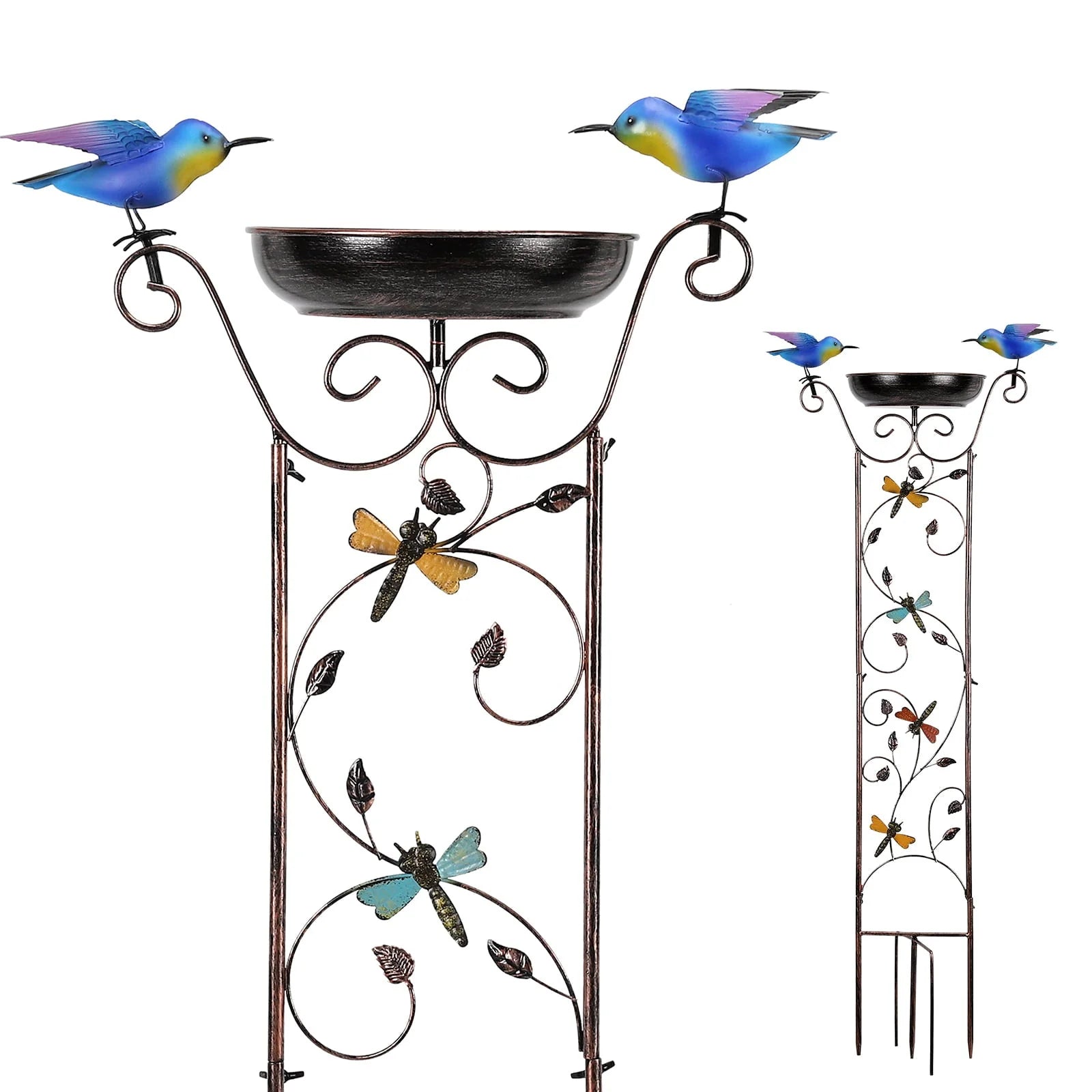 Bird Bath with Trellis Inlife Waterproof Garden Bird Feeder and Trellis Combo for Climbing Plants, Metal