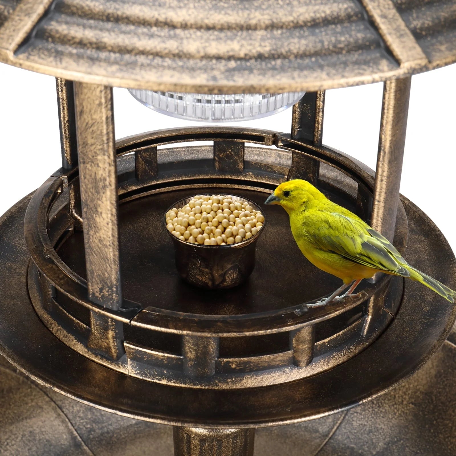Zimtown Courtyard 42 Inch Bird Bath w/ Solar Light Garden Decor