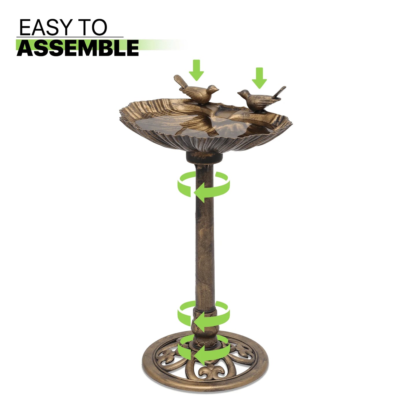 Magshion 28" Outdoor Garden Pedestal Bird Bath with Solar Pumb, for Patio Backyard Décor, Bronze