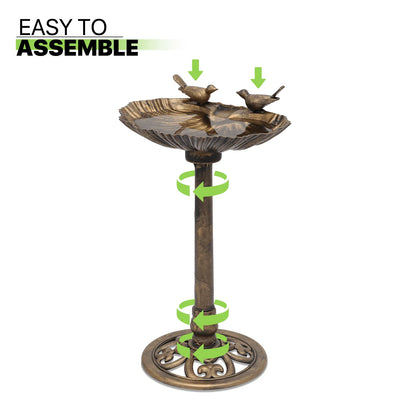 Magshion 28" Outdoor Garden Pedestal Bird Bath with Solar Pumb, for Patio Backyard Décor, Bronze