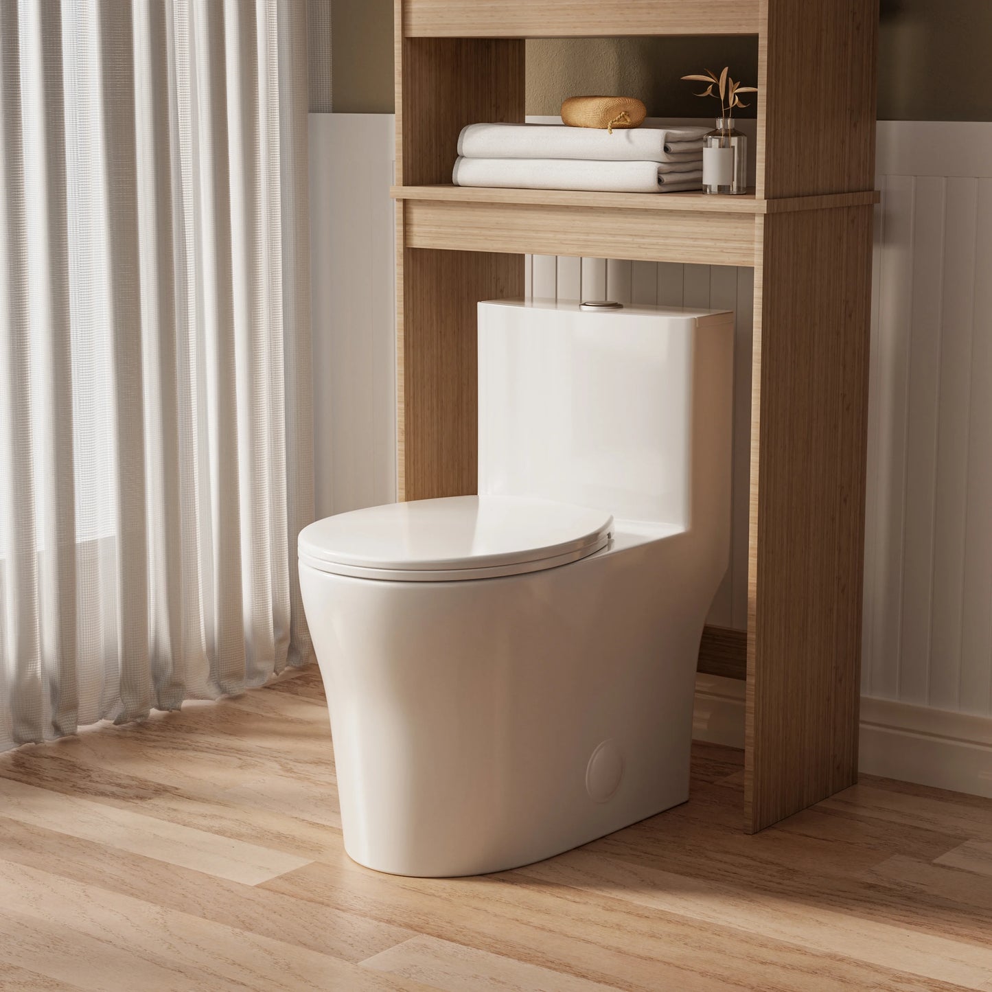 Casta Diva Round Toilet White 1-Piece Toilet for Small Bathrooms, Power Dual Flush and MAP 1000g (Seat Included), 12'' Rough-in