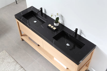 Bibury 72" Whitewash Oak Freestanding Bathroom Vanity