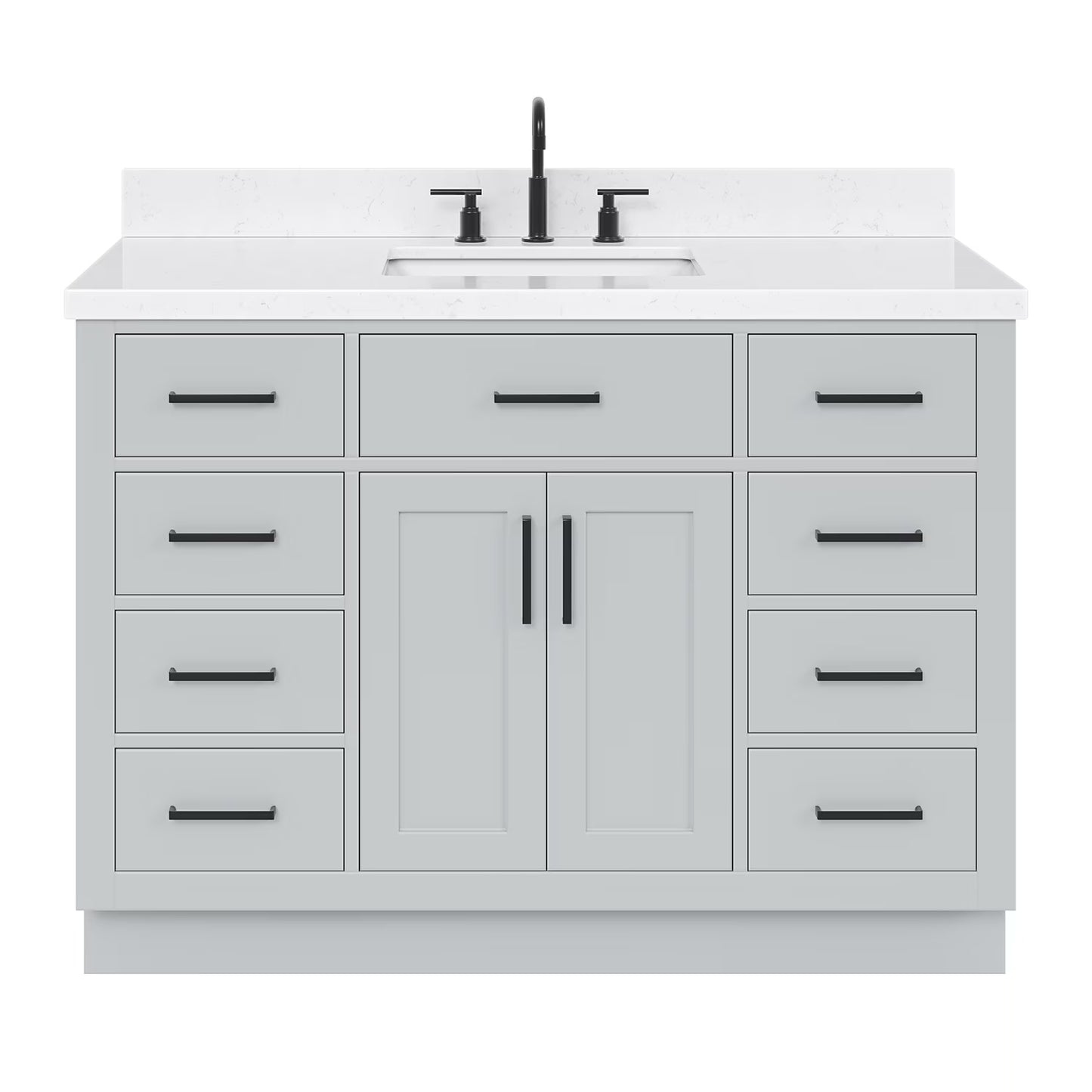 ARIEL Hepburn 48 Inch Rectangle Sink Bathroom Vanity With Carrara White Quartz Countertop 1.5 Edge In Grey