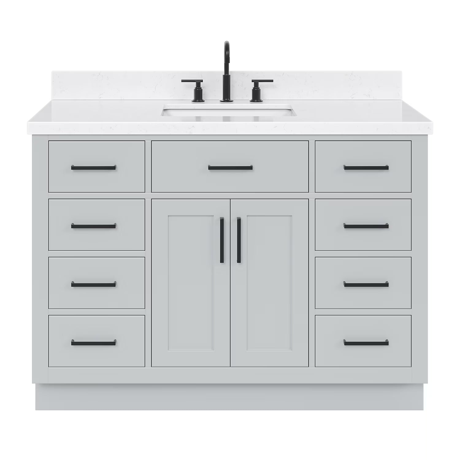 ARIEL Hepburn 48 Inch Rectangle Sink Bathroom Vanity With Carrara White Quartz Countertop 1.5 Edge In Grey